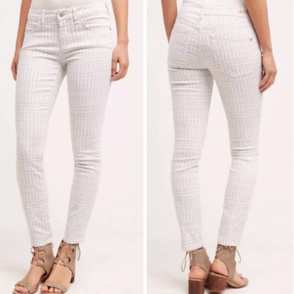 Anthropologie white and grey printed stet denim